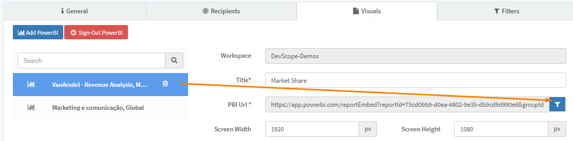 Filtering button in PowerBI Robots