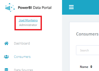 Accessing the account manager in PowerBI Data Portal